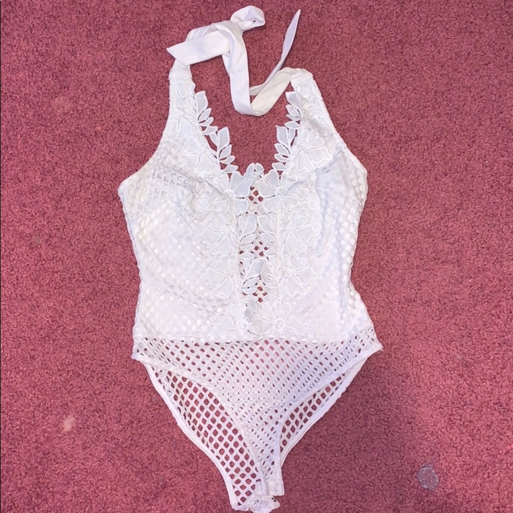 Floral white bodysuit